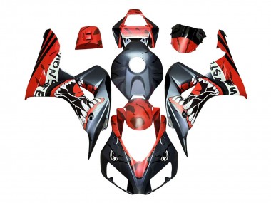 2006-2007 Honda CBR1000RR Motorcycle Fairings - Red Matte Black Monster Shark Canada