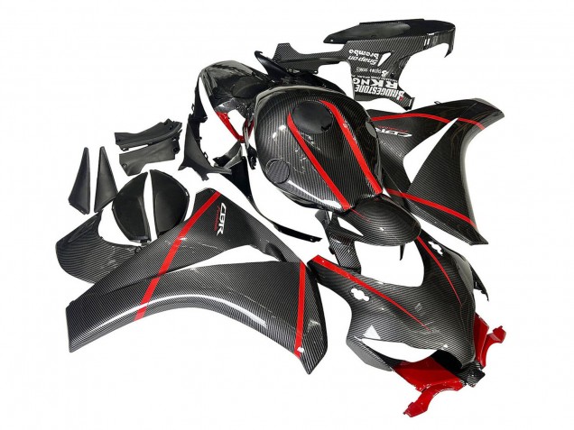 2008-2011 Honda CBR1000RR Motorcycle Fairings - Black Carbon Fiber Red Canada