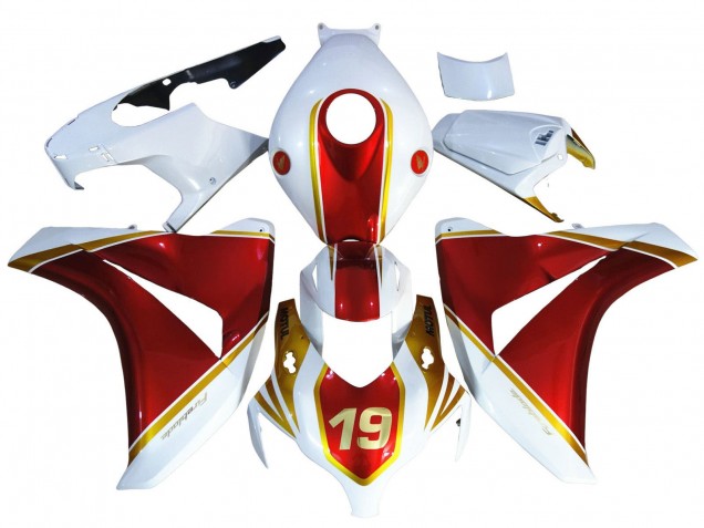 2008-2011 Honda CBR1000RR Motorcycle Fairings - White Red Gold 19 Canada