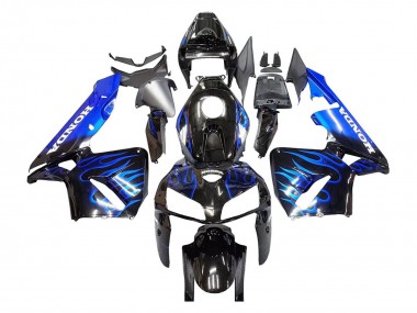 2005-2006 Honda CBR600RR Motorcycle Fairing - Glossy Black Blue Flame Canada