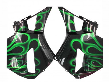 2005-2006 Honda CBR600RR Motorcycle Fairings - Glossy Black Green Flame Canada