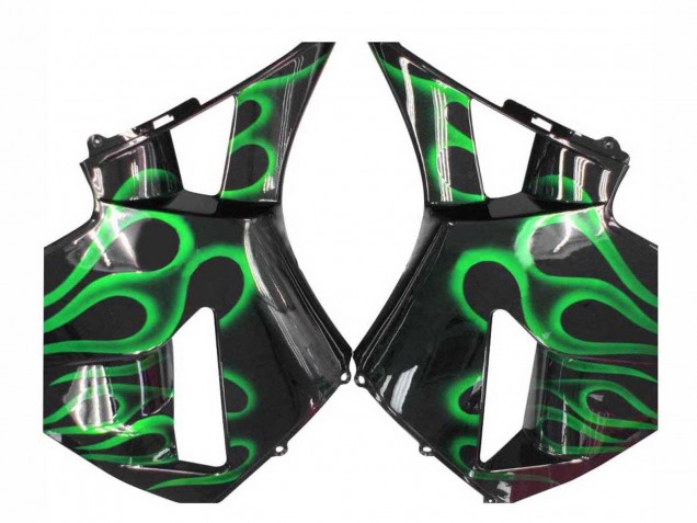 2005-2006 Honda CBR600RR Motorcycle Fairings - Glossy Black Green Flame Canada