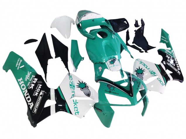 2005-2006 Honda CBR600RR Motorcycle Fairings - Light Green White Glossy Black Joe Rocket Canada