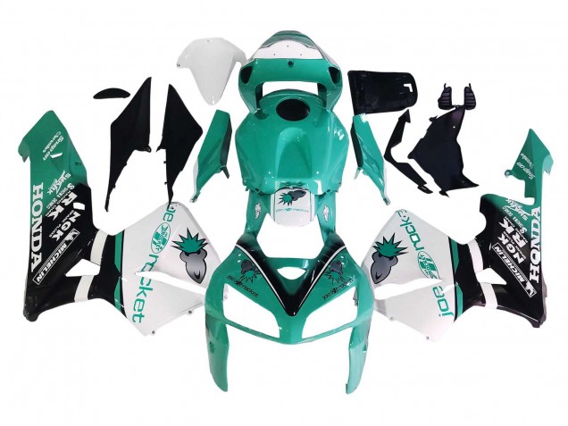 2005-2006 Honda CBR600RR Motorcycle Fairings - Light Green White Glossy Black Joe Rocket Canada