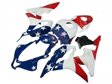 2007-2008 Honda CBR600RR Motorcycle Fairings - White Blue Red Star Canada
