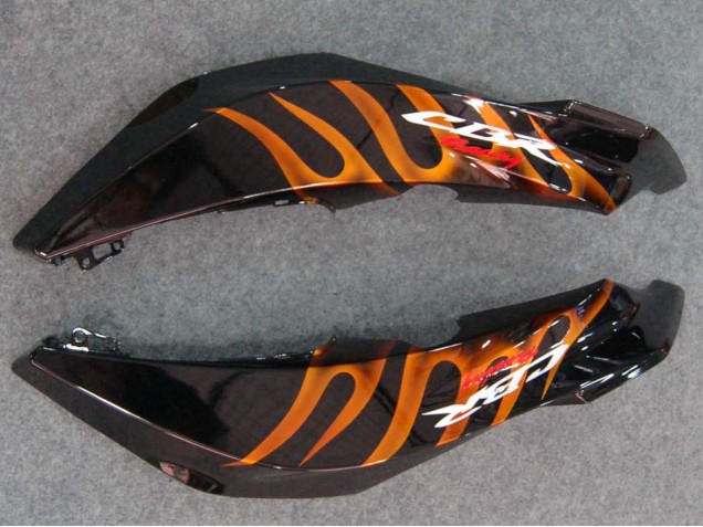 2007-2008 Honda CBR600RR Motorcycle Fairings - Glossy Black Orange Flame Canada