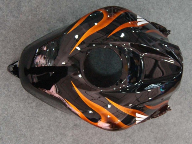 2007-2008 Honda CBR600RR Motorcycle Fairings - Glossy Black Orange Flame Canada