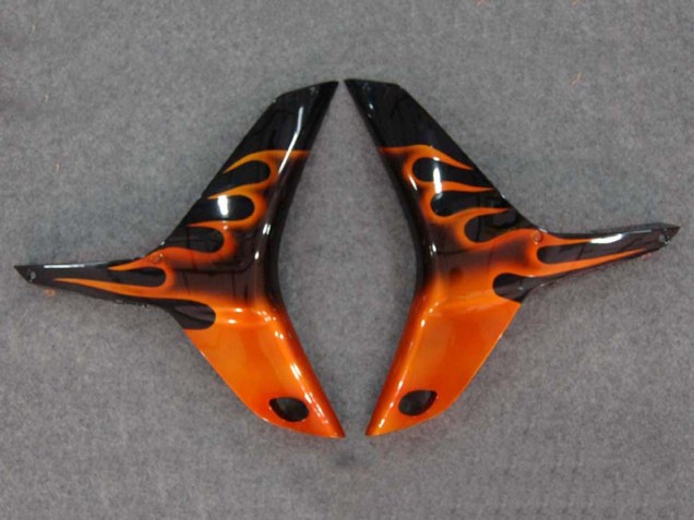 2007-2008 Honda CBR600RR Motorcycle Fairings - Glossy Black Orange Flame Canada