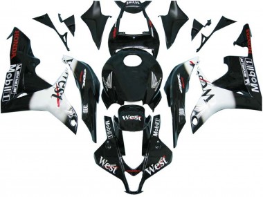 2007-2008 Honda CBR600RR Motorcycle Fairings - Glossy Black White West Canada