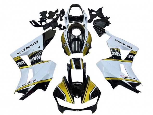 2013-2023 Honda CBR600RR Motorcycle Fairings - White Gold Glossy Black Repsol Canada