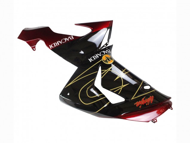 2006-2007 Kawasaki ZX10R Motorcycle Fairings - Black Red Gold BACARDI Canada