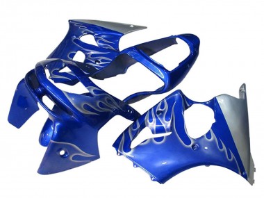 1998-1999 Kawasaki ZX6R Motorcycle Fairings - Blue Silver Flame Canada