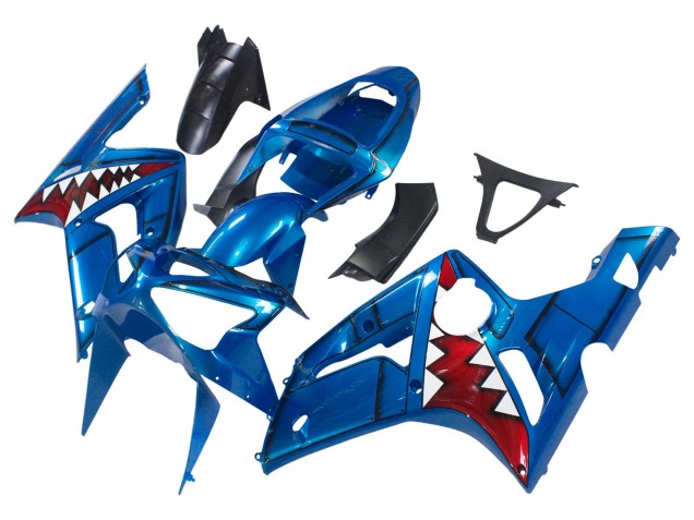2003-2004 Kawasaki ZX6R Motorcycle Fairings - Blue White Red Shark Canada