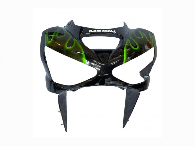 2003-2004 Kawasaki ZX6R Motorcycle Fairings - Glossy Black Green Flame Canada