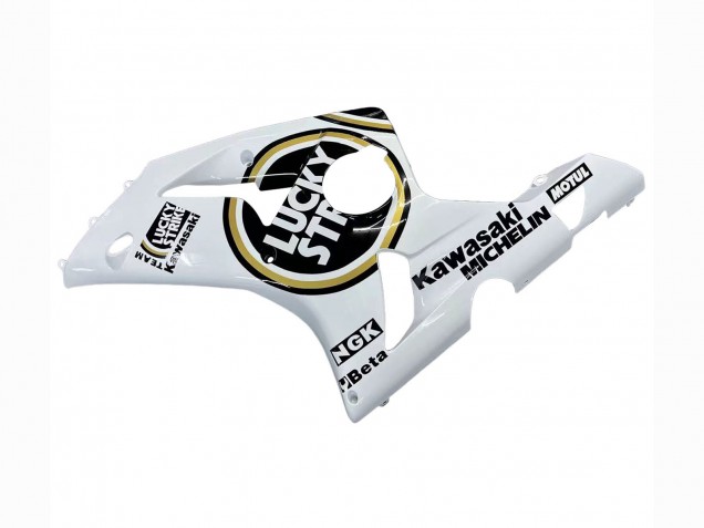2003-2004 Kawasaki ZX6R Motorcycle Fairings - White Black Motul Lucky Strike Canada