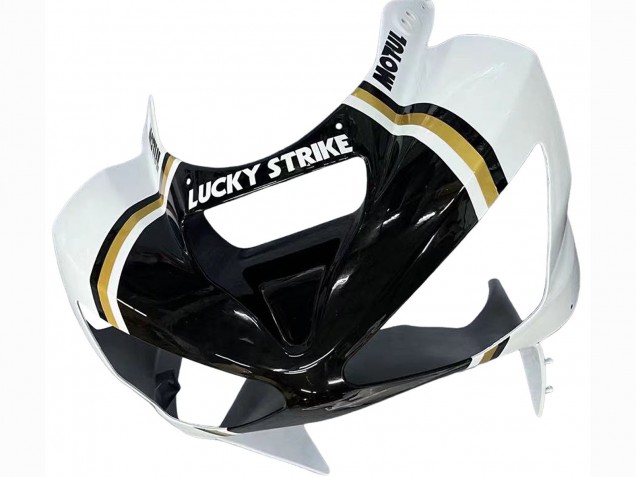2003-2004 Kawasaki ZX6R Motorcycle Fairings - White Black Motul Lucky Strike Canada