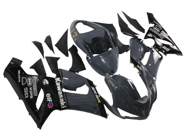 2005-2006 Kawasaki ZX6R Motorcycle Fairings - Dark Grey Black Canada
