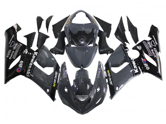 2005-2006 Kawasaki ZX6R Motorcycle Fairings - Dark Grey Black Canada