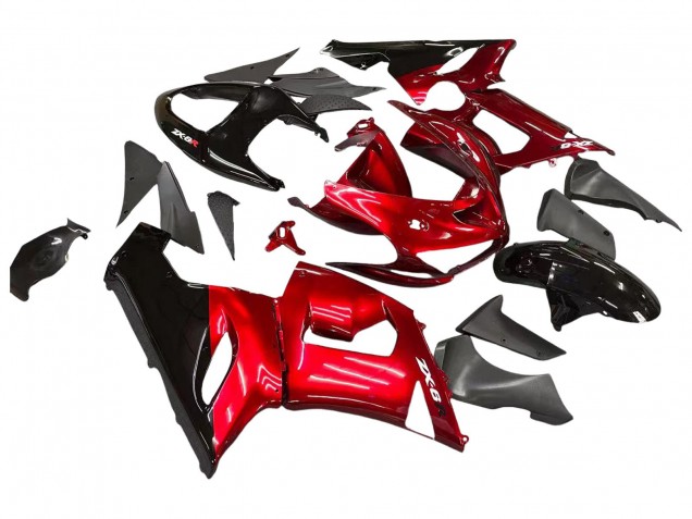 2005-2006 Kawasaki ZX6R Motorcycle Fairings - Red Black Canada
