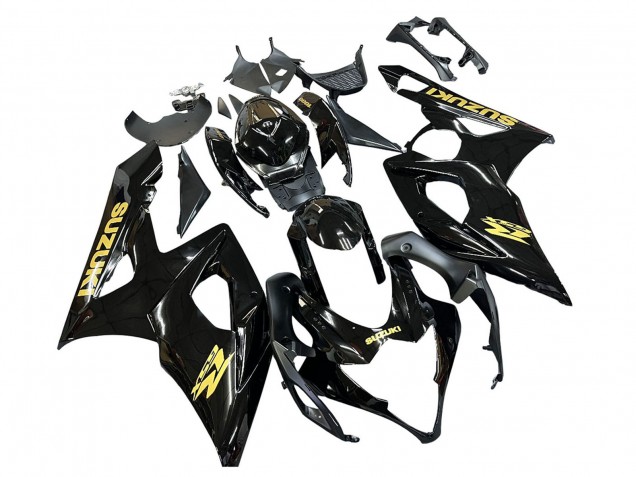 2005-2006 Suzuki GSXR 1000 Motorcycle Fairings - Glossy Black Gold Decal Canada
