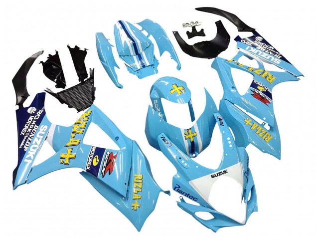 2007-2008 Suzuki GSXR 1000 Motorcycle Fairings - Light Blue Yellow Black Motul Rizla Canada