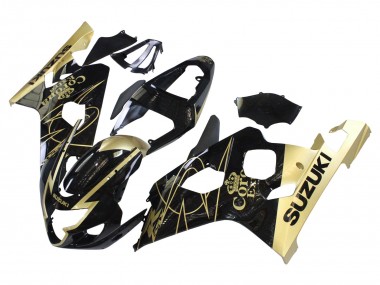 2004-2005 Suzuki GSXR 600 / GSXR 750 Motorcycle Fairings - Glossy Black Gold Corona Canada
