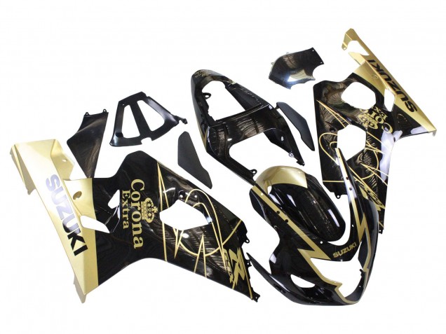 2004-2005 Suzuki GSXR 600 / GSXR 750 Motorcycle Fairings - Glossy Black Gold Corona Canada