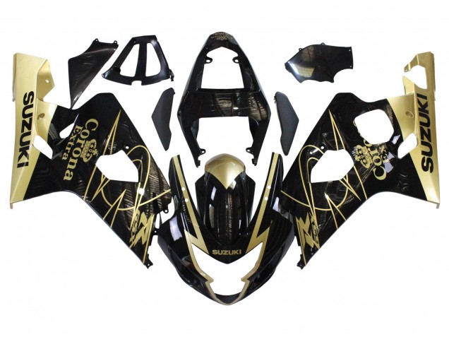 2004-2005 Suzuki GSXR 600 / GSXR 750 Motorcycle Fairings - Glossy Black Gold Corona Canada