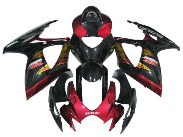 2006-2007 Suzuki GSXR 600 / GSXR 750 Motorcycle Fairing - Glossy Black Red Gold Canada