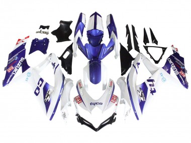 2008-2010 Suzuki GSXR 600 / GSXR 750 Motorcycle Fairings - White Blue Black Tyco Canada