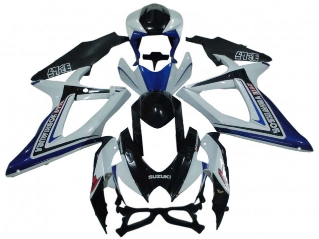 2008-2010 Suzuki GSXR 600 / GSXR 750 Motorcycle Fairings - White Blue Glossy Black Alstare Canada