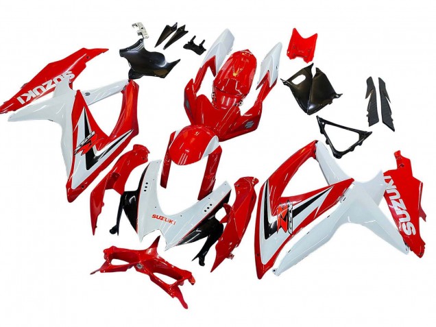 2008-2010 Suzuki GSXR 600 / GSXR 750 Motorcycle Fairings - White Red Black Canada