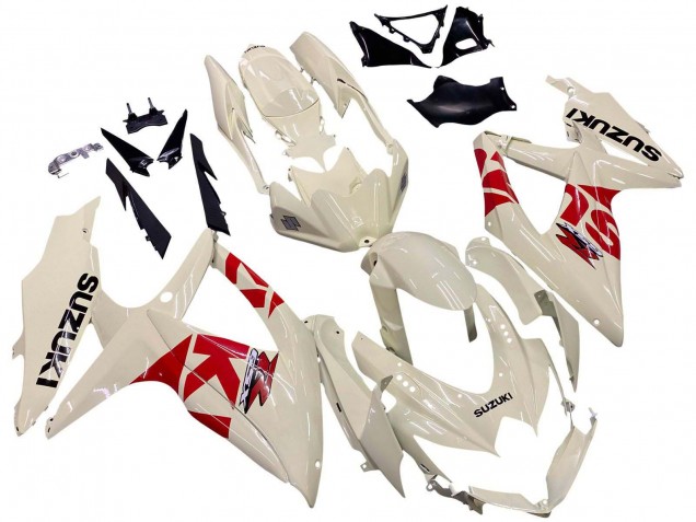 2008-2010 Suzuki GSXR 600 / GSXR 750 Motorcycle Fairings - Cream White Red Black Canada