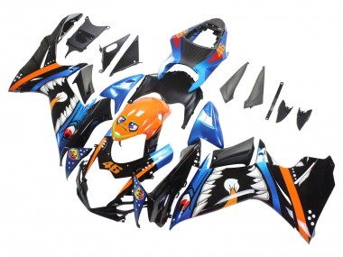 2011-2024 Suzuki GSXR 600 / GSXR 750 Motorcycle Fairings - Light Blue Orange Black White Shark 46 Canada