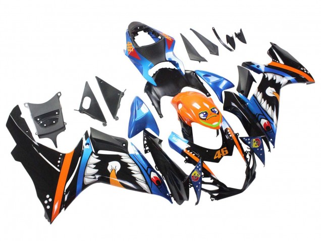 2011-2024 Suzuki GSXR 600 / GSXR 750 Motorcycle Fairings - Light Blue Orange Black White Shark 46 Canada