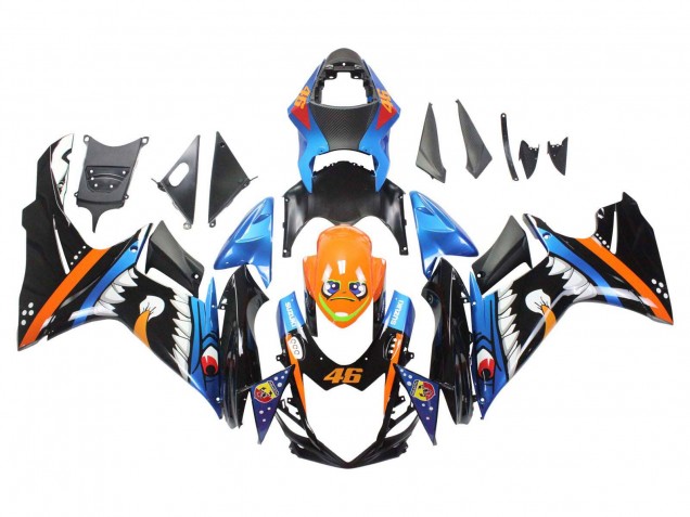 2011-2024 Suzuki GSXR 600 / GSXR 750 Motorcycle Fairings - Light Blue Orange Black White Shark 46 Canada