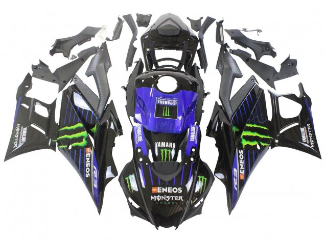2022-2024 Yamaha YZF R3/R25 Motorcycle Fairings - Blue Green Black Monster Yamalube ENEOS Canada