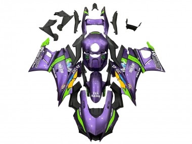 2022-2024 Yamaha YZF R3/R25 Motorcycle Fairings - Purple Green Yellow Trick Star EVA Racing 21 Canada