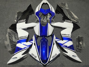 2002-2003 Yamaha YZF 1000 R1 Motorcycle Fairings - White Blue Matte Black Yamalube Canada