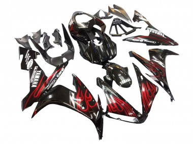 2004-2006 Yamaha YZF 1000 R1 Motorcycle Fairings - Glossy Black Red Flame Canada