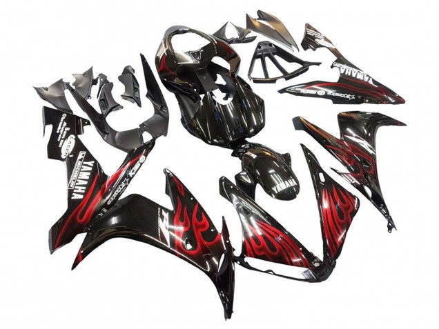 2004-2006 Yamaha YZF 1000 R1 Motorcycle Fairings - Glossy Black Red Flame Canada