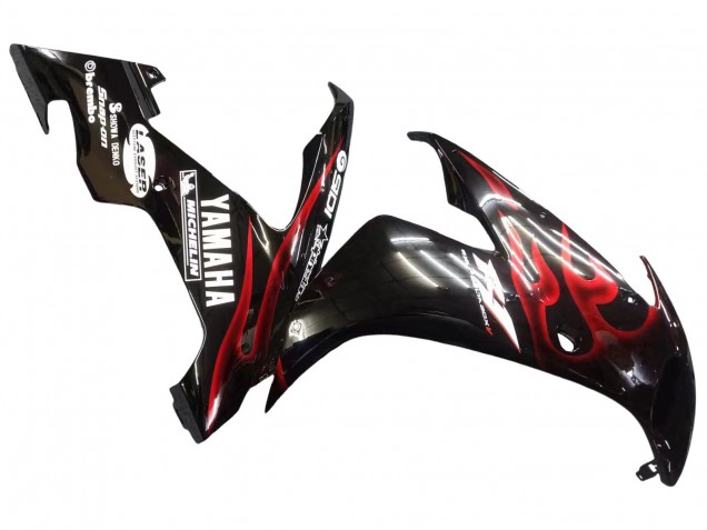 2004-2006 Yamaha YZF 1000 R1 Motorcycle Fairings - Glossy Black Red Flame Canada