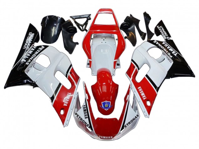 1998-2002 Yamaha YZF 600 R6 Motorcycle Fairings - White Red Black Petronas Yamalube 50th Canada