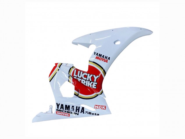 2003-2004 Yamaha YZF R6 Motorcycle Fairings - White Red Lucky Strike Motul Canada