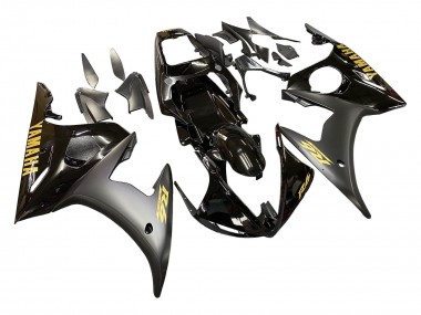 2003-2004 Yamaha YZF R6 Motorcycle Fairings - Glossy Black Matte Black Gold Decals Canada