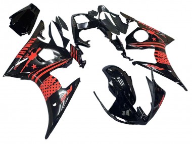 2003-2004 Yamaha YZF R6 Motorcycle Fairing - Glossy Black Red Canada