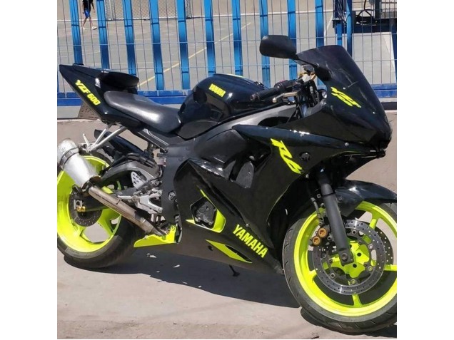 2003-2004 Yamaha YZF R6 Motorcycle Fairings - Glossy Black Neon Yellow Canada