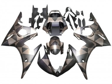 2003-2004 Yamaha YZF R6 Motorcycle Fairings - Grey Matte Black Geometric Canada