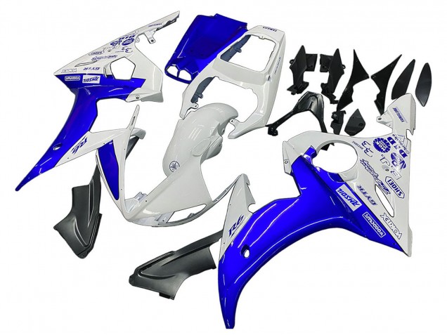 2006-2009 Yamaha YZF R6S Motorcycle Fairings - White Blue GYTR Canada