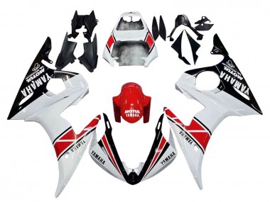 2003-2004 Yamaha YZF R6 Motorcycle Fairings - White Red Glossy Black Motul Canada